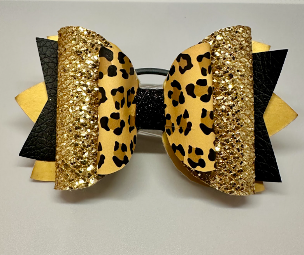 Leopard Gold Layered Bow