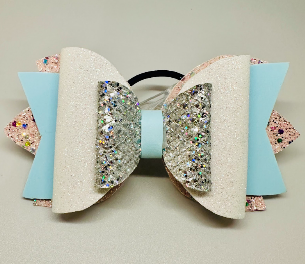 Pastel Blue & White Hair Bow