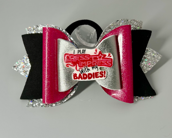 Pink Silver Baddies Bow