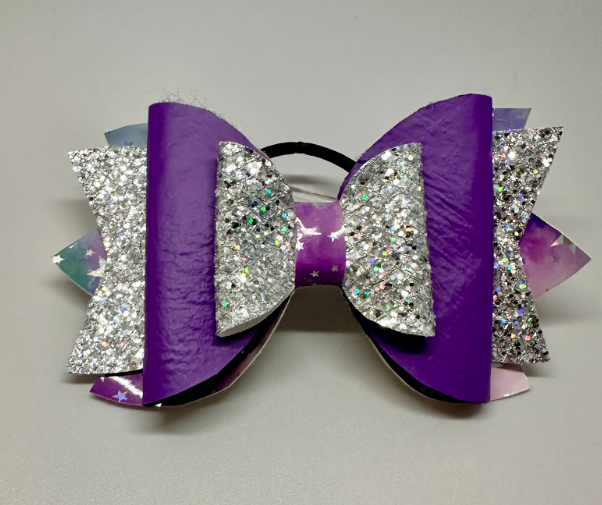 Purple Silver Holographic Bow