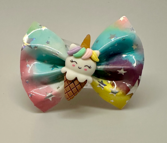 Rainbow Unicorn Clear Bow