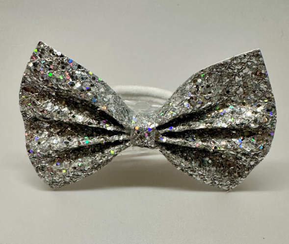 Silver Chunky Holographic Bow