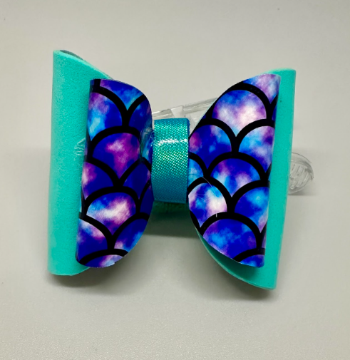 Teal Scale Pattern Hair Bow